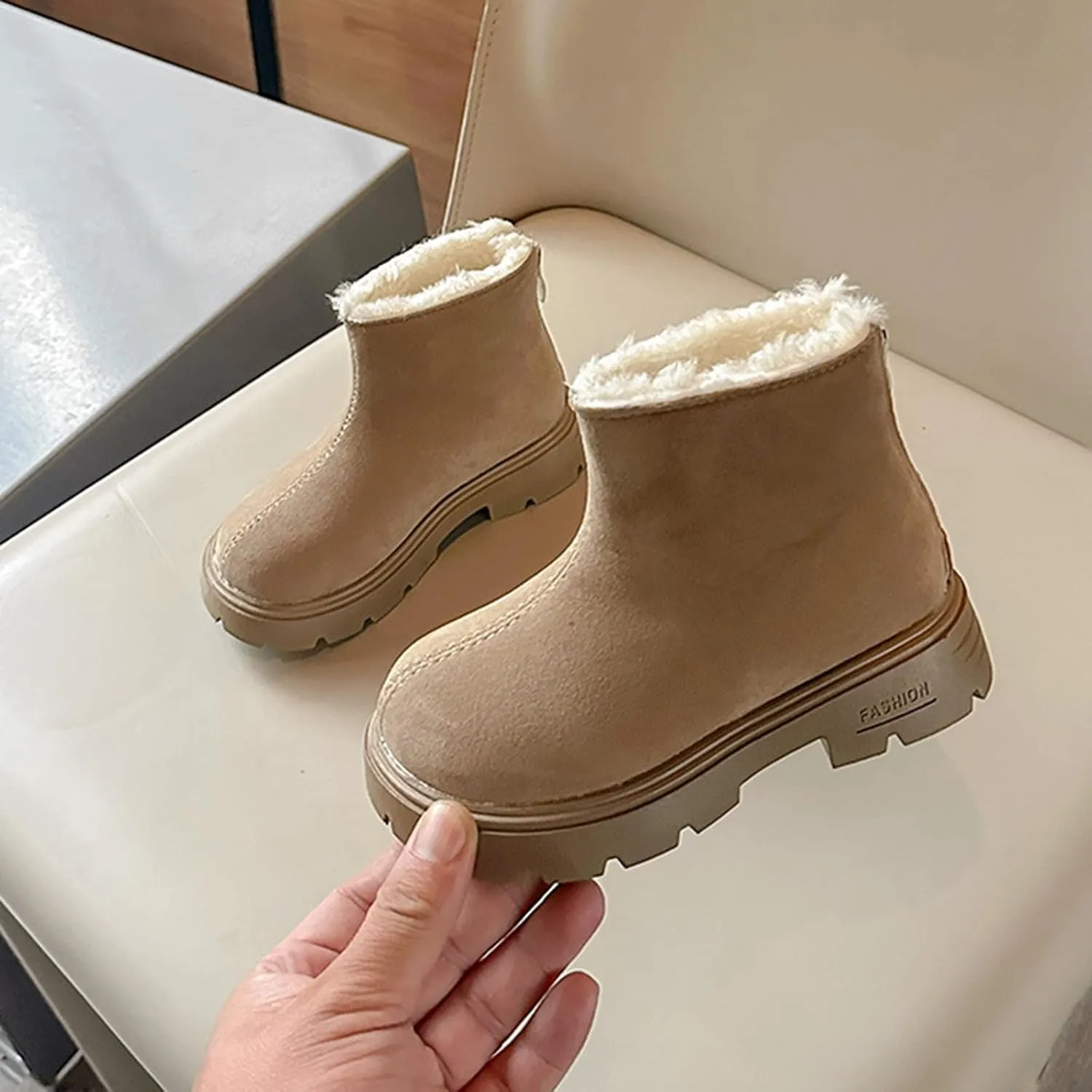 Low Heel Mini Snow Boots for Toddler Kids, Cozy Fleece Plush Fr Lined Zip Up Winter Classic Ankle Teal Boots for Girls