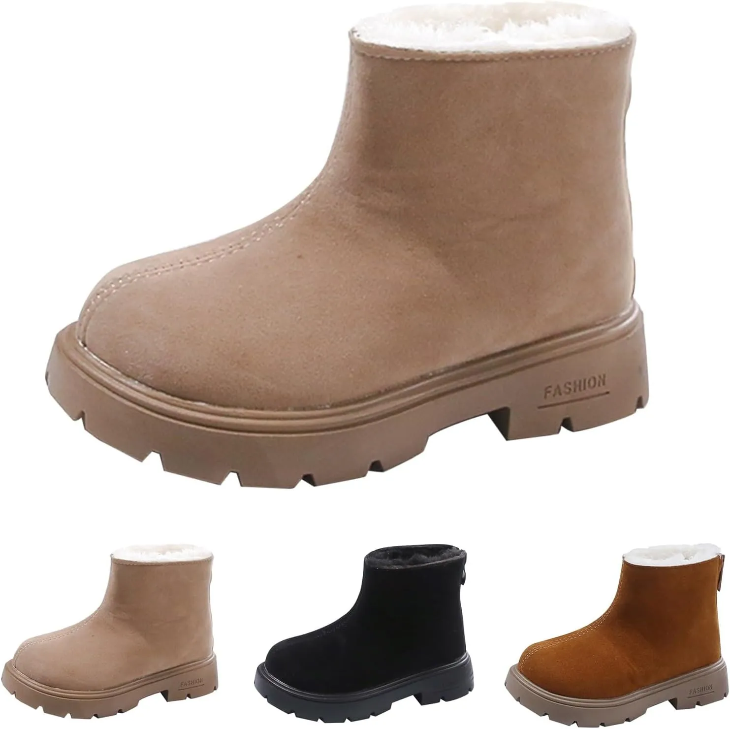 Low Heel Mini Snow Boots for Toddler Kids, Cozy Fleece Plush Fr Lined Zip Up Winter Classic Ankle Teal Boots for Girls