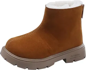 Low Heel Mini Snow Boots for Toddler Kids, Cozy Fleece Plush Fr Lined Zip Up Winter Classic Ankle Teal Boots for Girls