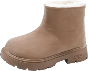 Low Heel Mini Snow Boots for Toddler Kids, Cozy Fleece Plush Fr Lined Zip Up Winter Classic Ankle Teal Boots for Girls