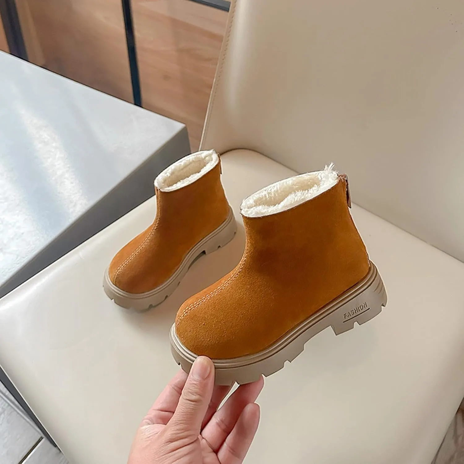 Low Heel Mini Snow Boots for Toddler Kids, Cozy Fleece Plush Fr Lined Zip Up Winter Classic Ankle Teal Boots for Girls