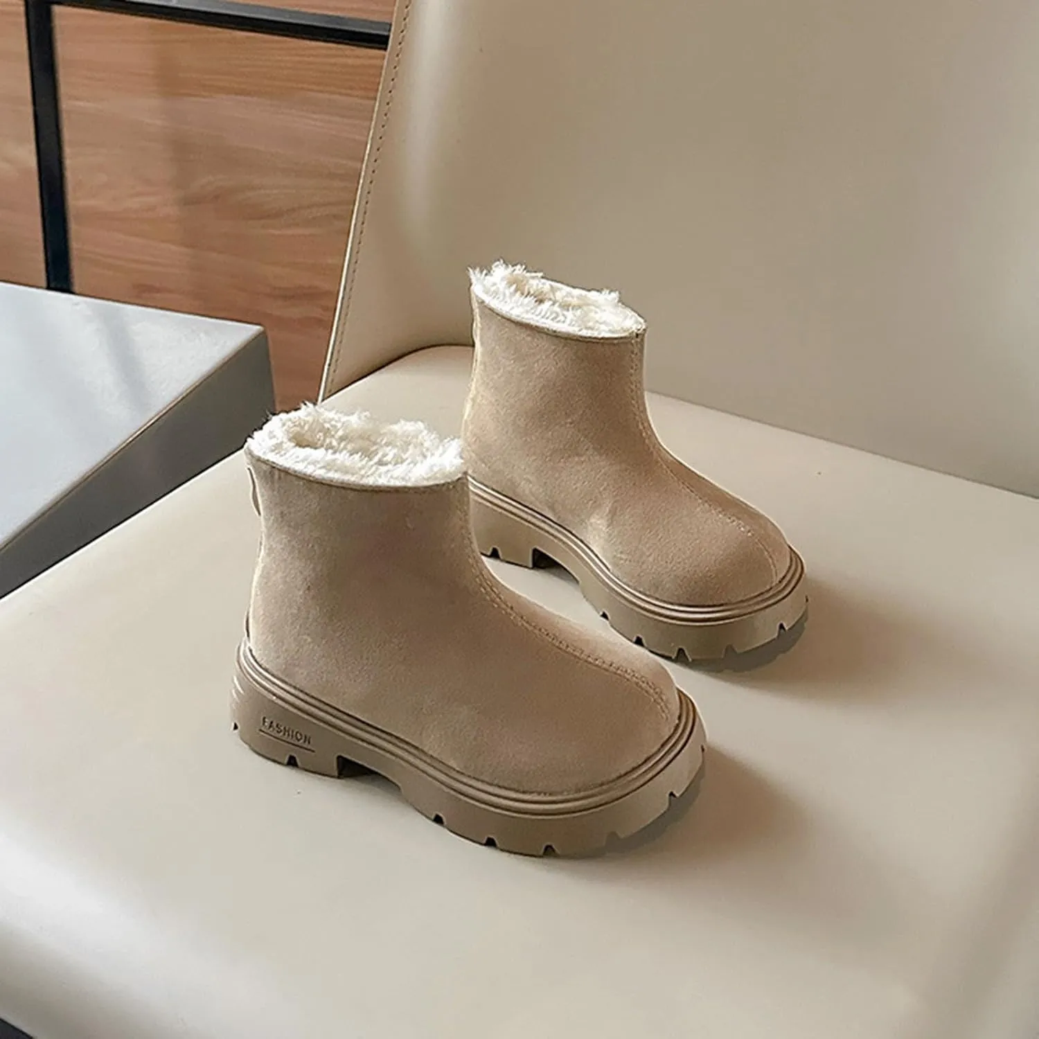 Low Heel Mini Snow Boots for Toddler Kids, Cozy Fleece Plush Fr Lined Zip Up Winter Classic Ankle Teal Boots for Girls