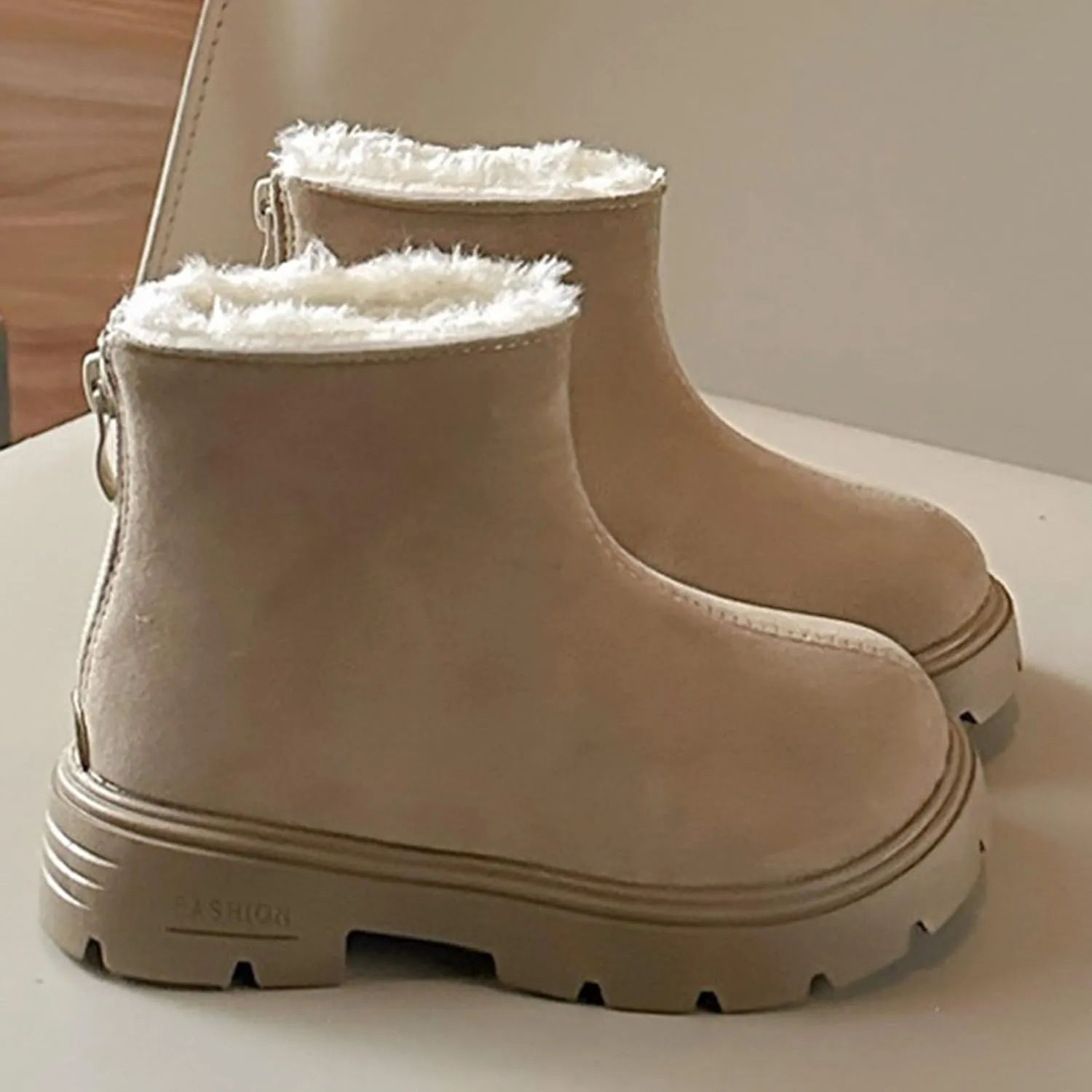 Low Heel Mini Snow Boots for Toddler Kids, Cozy Fleece Plush Fr Lined Zip Up Winter Classic Ankle Teal Boots for Girls