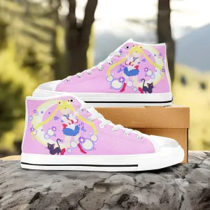 Luna Sailor Moon Shoes High Tops Sneakers for Kids and Adults