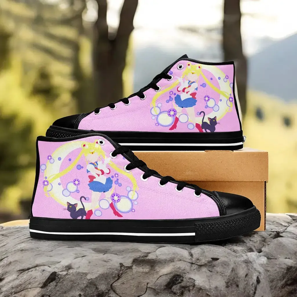 Luna Sailor Moon Shoes High Tops Sneakers for Kids and Adults