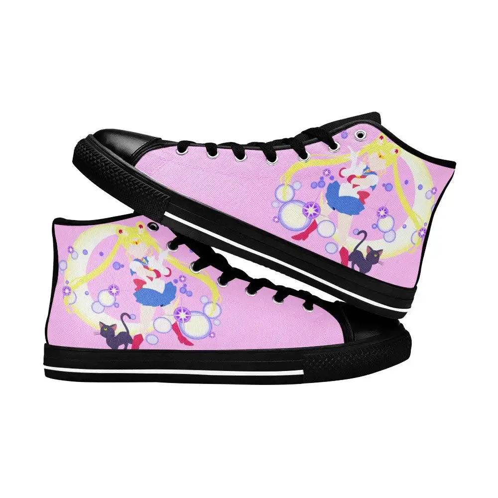 Luna Sailor Moon Shoes High Tops Sneakers for Kids and Adults