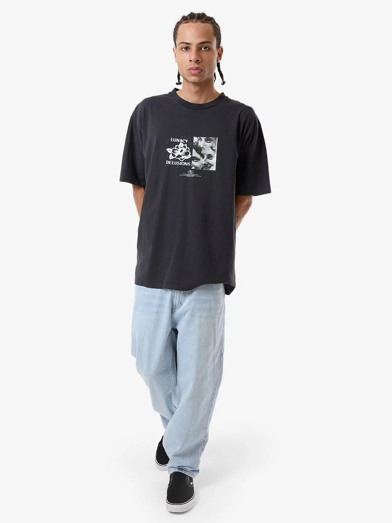Lunacy Delusions Oversize Fit Tee - Washed Black