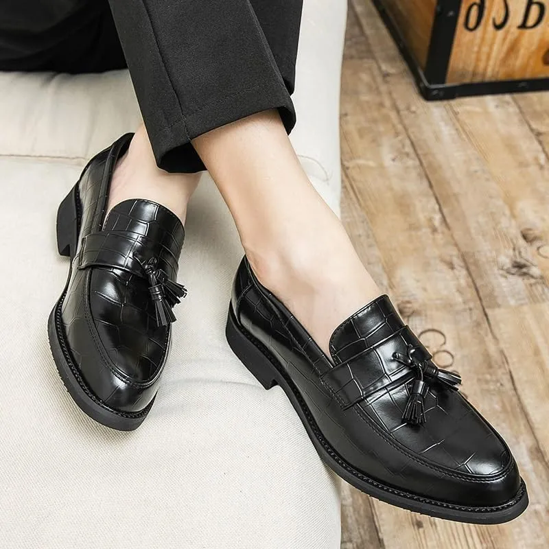 Luxury Patent Leather Oxford Shoes for Men, Pointed Toe Wedding Dress Shoes with Tassel, Elegant Formal Leather Shoes for Office