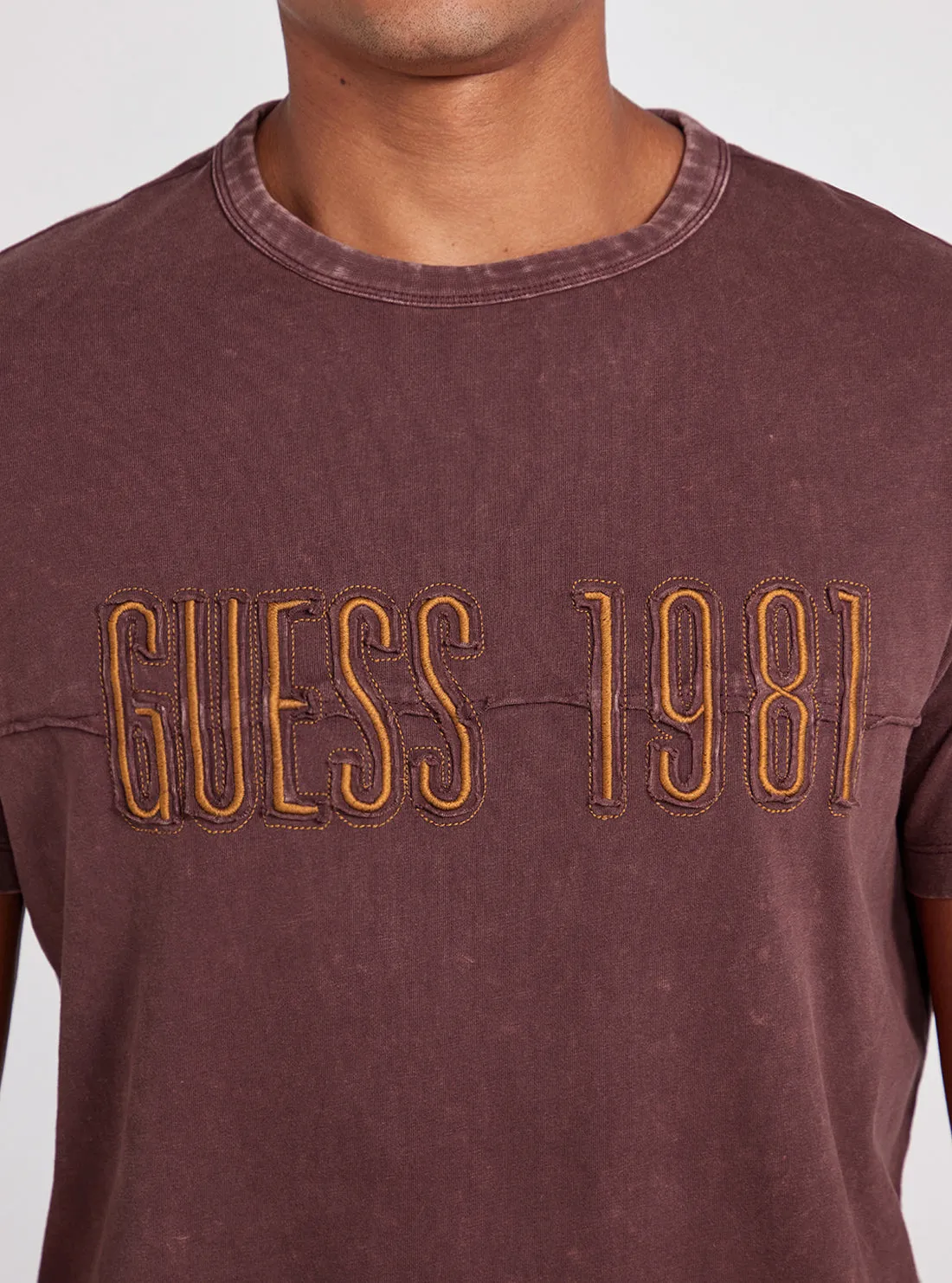 Maroon Embroidered Washed Logo T-Shirt
