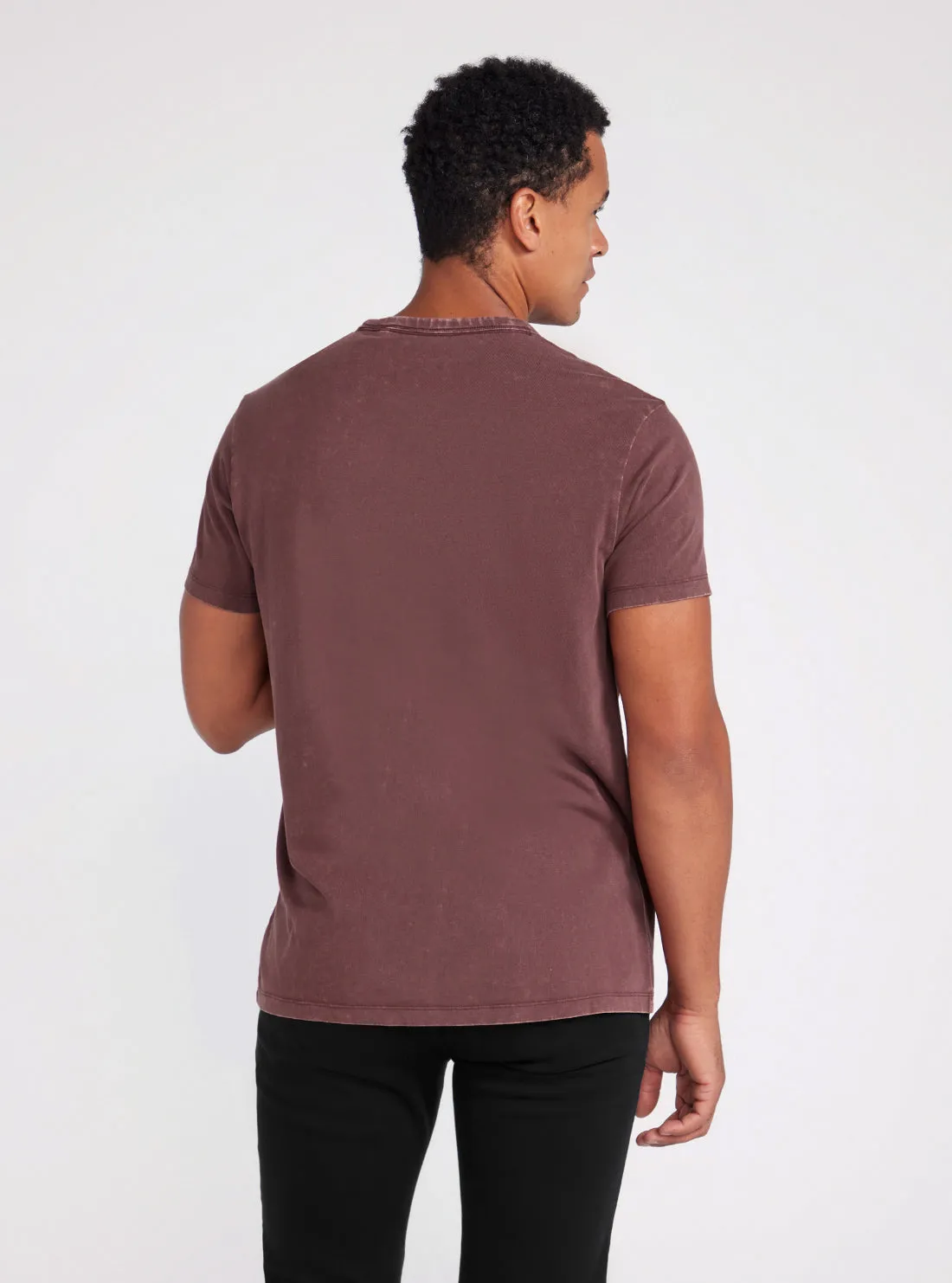 Maroon Embroidered Washed Logo T-Shirt
