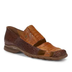 Mauri 9288 Men's Designer Shoes Exotic Skin Frog & Baby Croc Brown Sandals (MA4932)