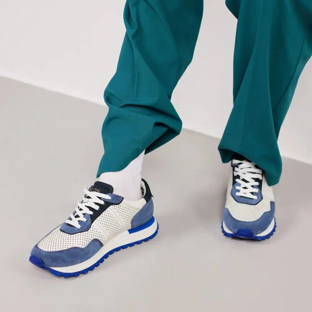 Mccoy Enzo Leather Men's Joggers Sky Blue and White
