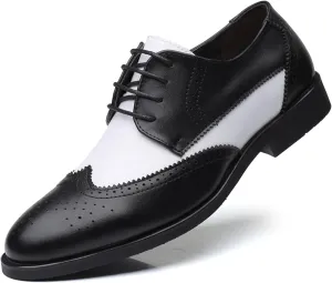 Men Brogues Wingtip Lace up Classic Black Dress Shoes