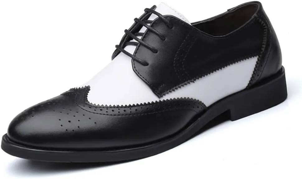 Men Brogues Wingtip Lace up Classic Black Dress Shoes