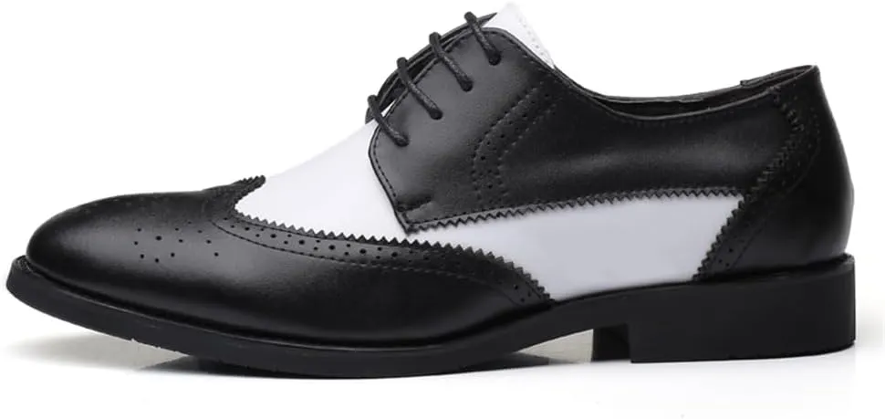 Men Brogues Wingtip Lace up Classic Black Dress Shoes