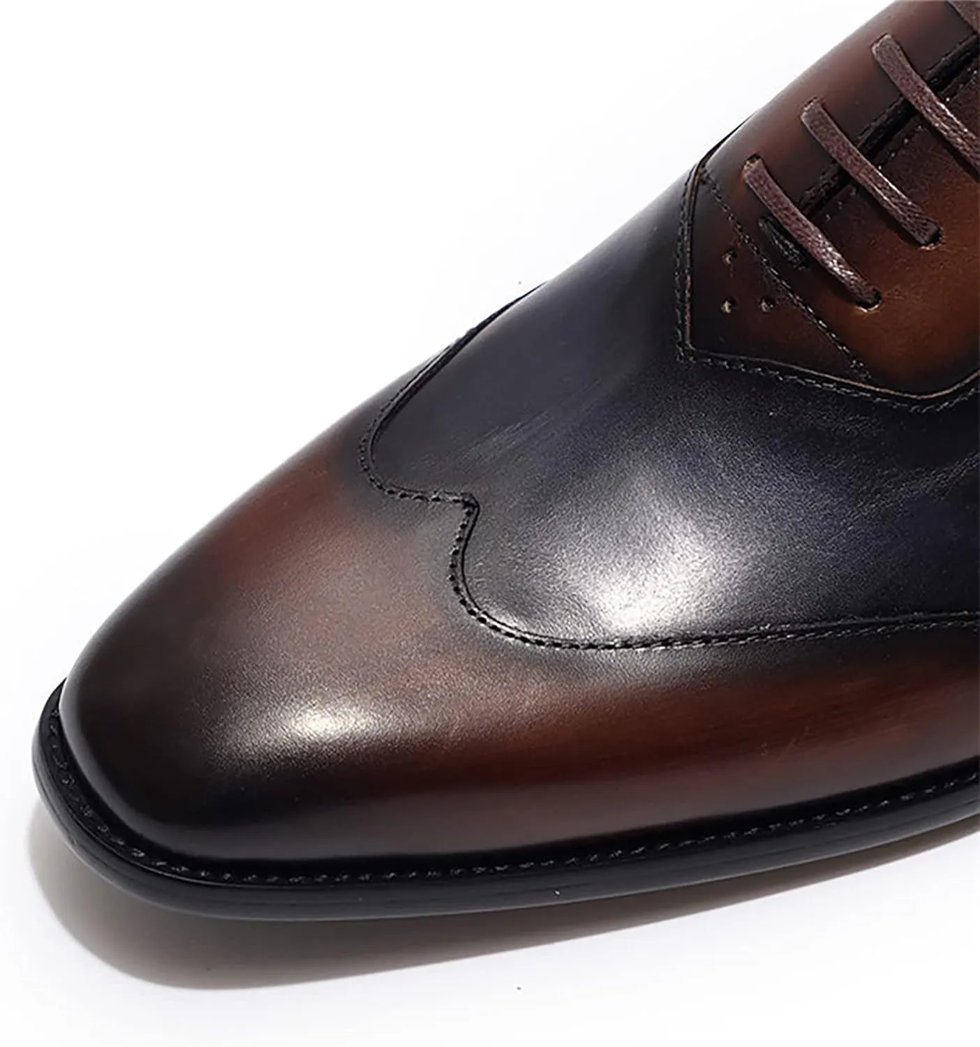 Men Brown and Blue Uniform Leather Shoes Formal Dress Lace Up Derbys Work Office Oxfords Wedding Party,Blue-40