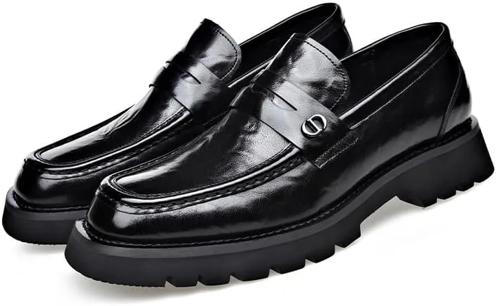 Men Business Casual Derby Shoes Men's Fashion Classic Slip On Low Oxfords Shoes Patent Leather Wingtip Brogue Dress Shoes(7.5) Black