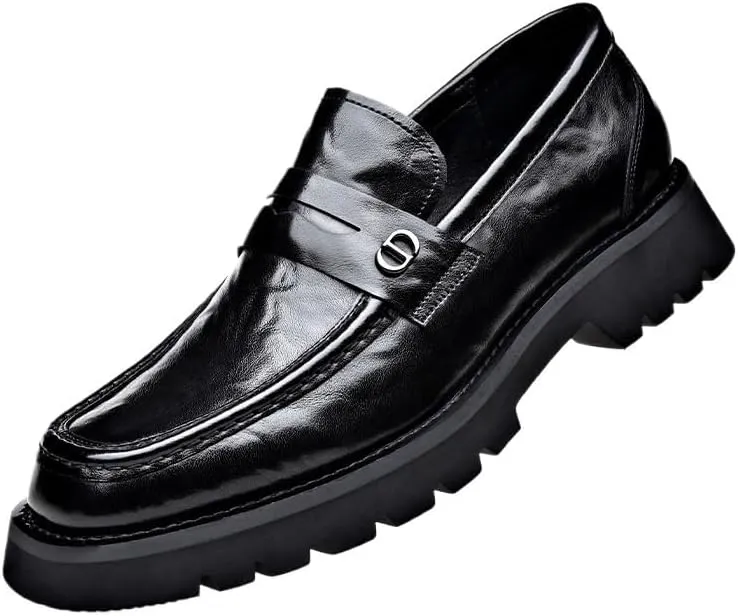Men Business Casual Derby Shoes Men's Fashion Classic Slip On Low Oxfords Shoes Patent Leather Wingtip Brogue Dress Shoes(7.5) Black