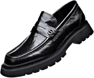 Men Business Casual Derby Shoes Men's Fashion Classic Slip On Low Oxfords Shoes Patent Leather Wingtip Brogue Dress Shoes(7.5) Black