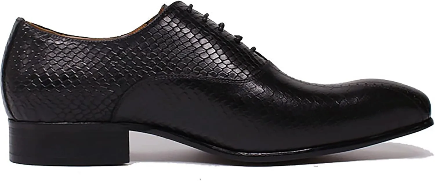Men Business Casual Dress Shoes Wedding Formal Lace-Up Oxfords Cowhide Wingtip Derbys Pointed Toe Brogues,Black-45