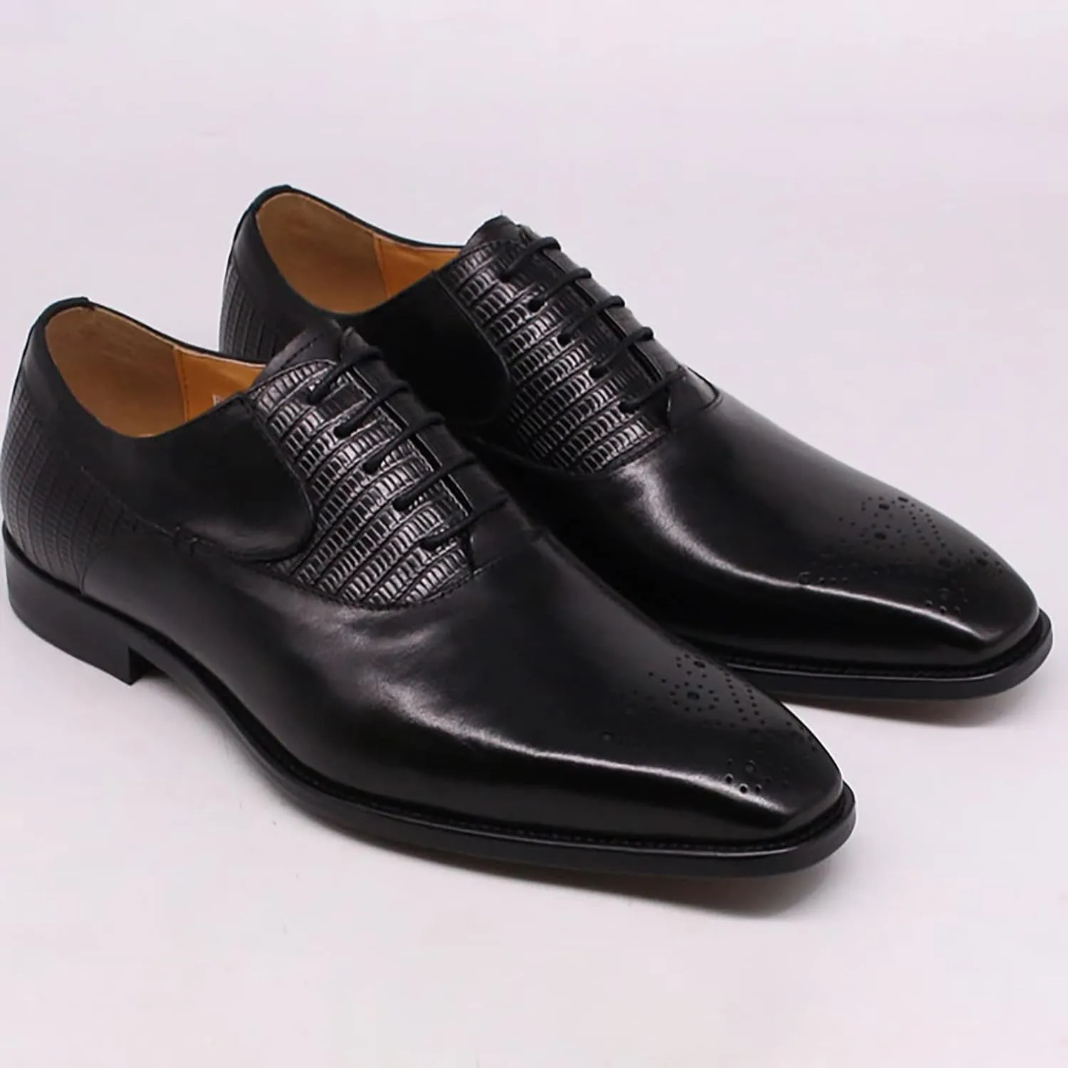 Men Business Formal Dress Shoes Cowhide Wingtip Derbys Wedding Lace-Up Oxfords Pointed Toe Brogues,Black-47