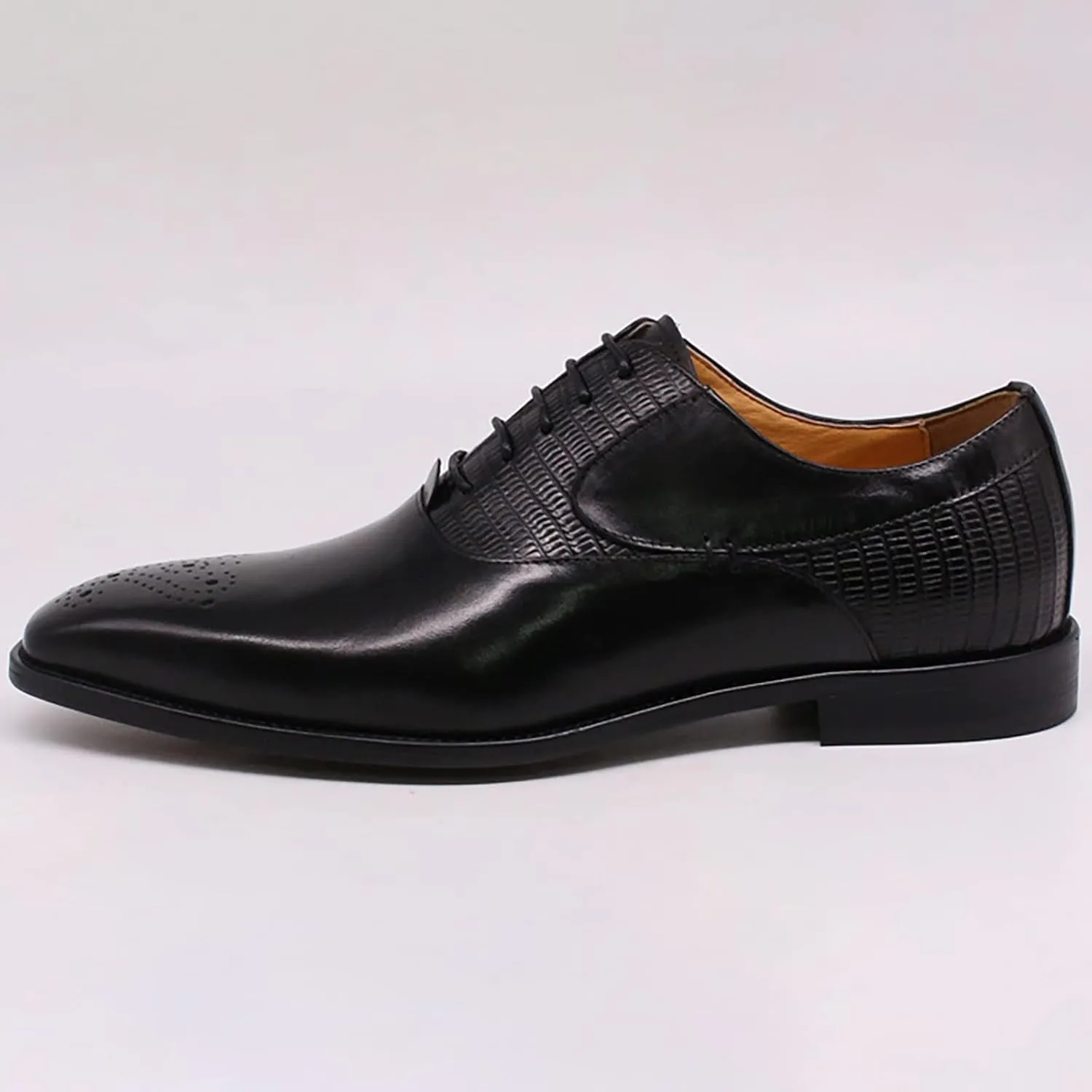 Men Business Formal Dress Shoes Cowhide Wingtip Derbys Wedding Lace-Up Oxfords Pointed Toe Brogues,Black-47