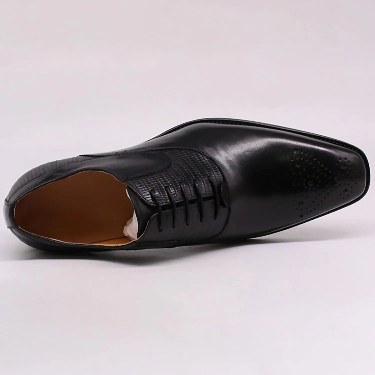 Men Business Formal Dress Shoes Cowhide Wingtip Derbys Wedding Lace-Up Oxfords Pointed Toe Brogues,Black-47