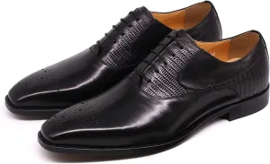 Men Business Formal Dress Shoes Cowhide Wingtip Derbys Wedding Lace-Up Oxfords Pointed Toe Brogues,Black-47