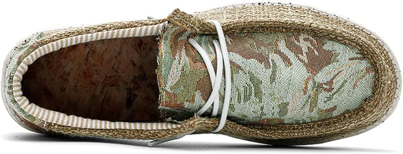 Men Canvas Slip On Loafers Arch Support Casual Shoes Comfortable Lightweight Walking Shoes Boat Shoes