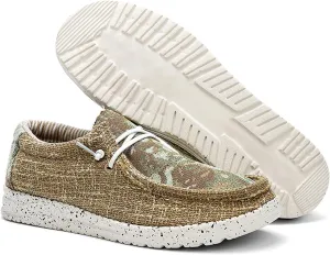 Men Canvas Slip On Loafers Arch Support Casual Shoes Comfortable Lightweight Walking Shoes Boat Shoes