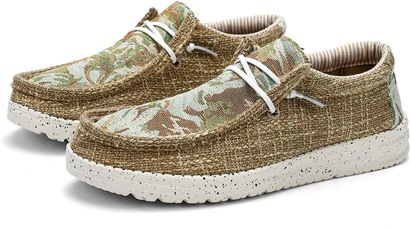 Men Canvas Slip On Loafers Arch Support Casual Shoes Comfortable Lightweight Walking Shoes Boat Shoes