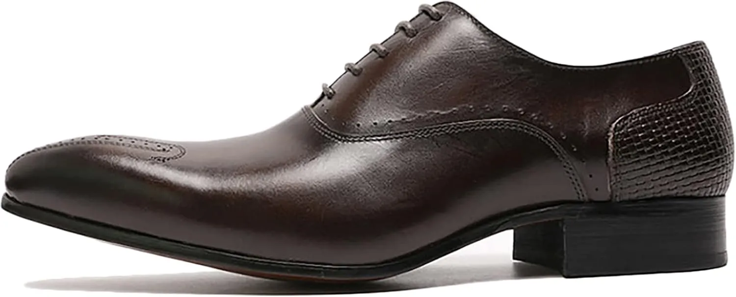 Men Classic Lace-up Brogues Shoes Casual Wingtip Derbys Formal Oxford Shoes Business Wedding Party,Brown-40