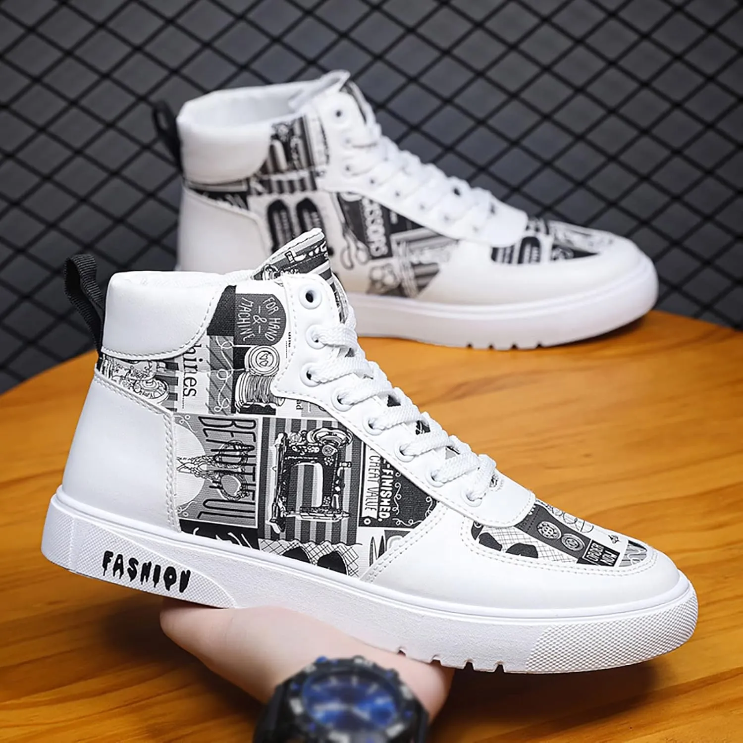 Men Shoes High Top Fashion Casual Shoes for Walking Lace Up Sports Chukka for Men Casual Leather Sneaker