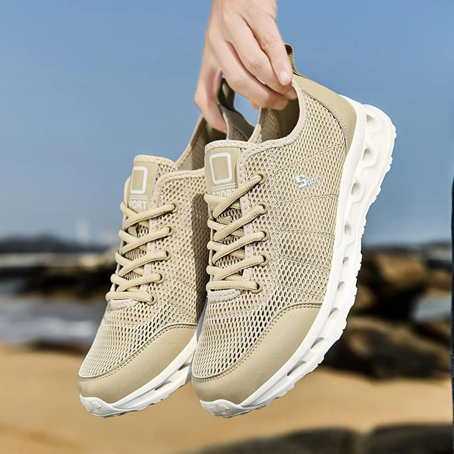 Men Sneakers New Pattern Mesh in Summer Breathable Comfortable Fashionable Simple Large Casual Sports Sneaker Sole Men