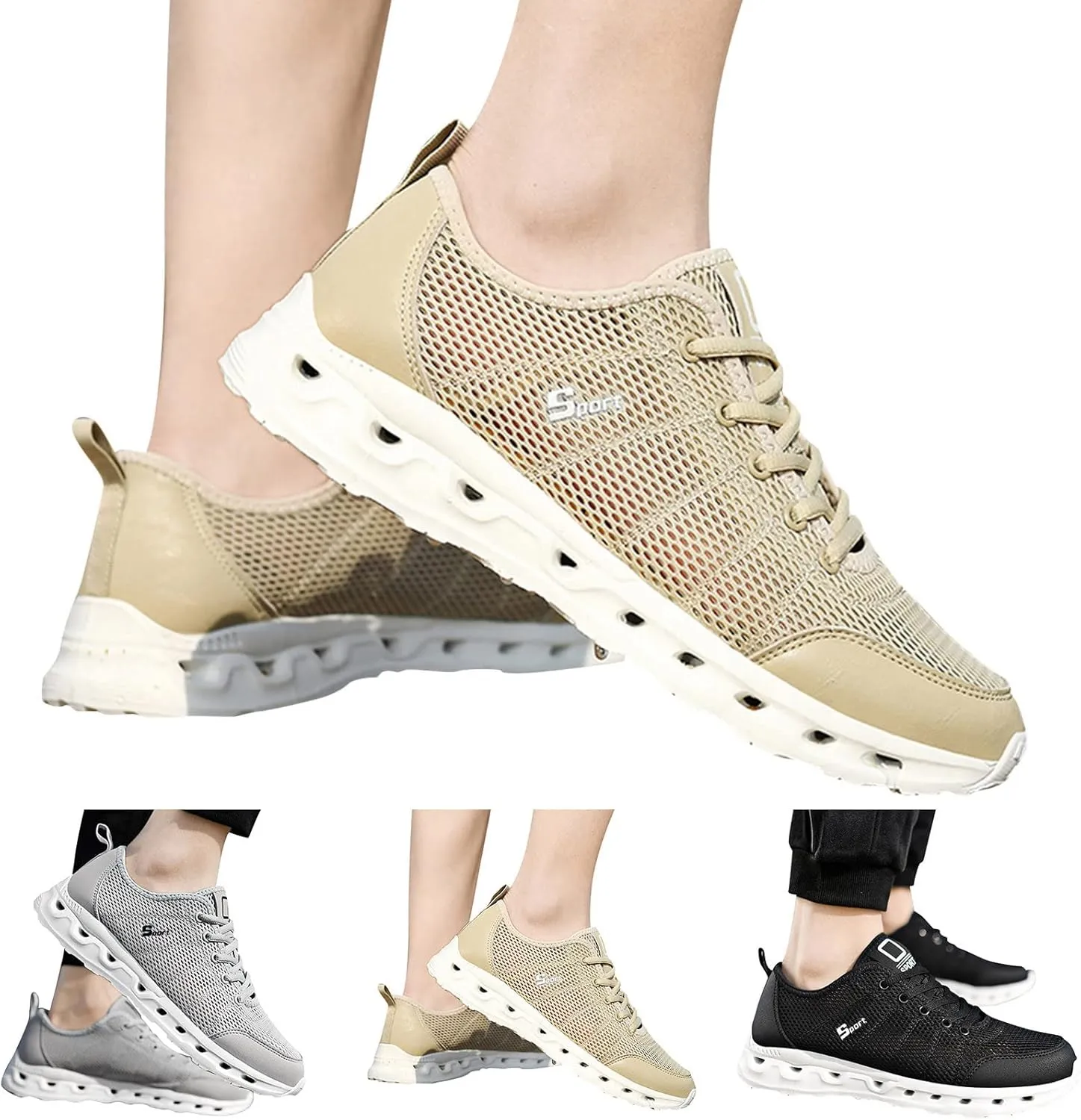 Men Sneakers New Pattern Mesh in Summer Breathable Comfortable Fashionable Simple Large Casual Sports Sneaker Sole Men
