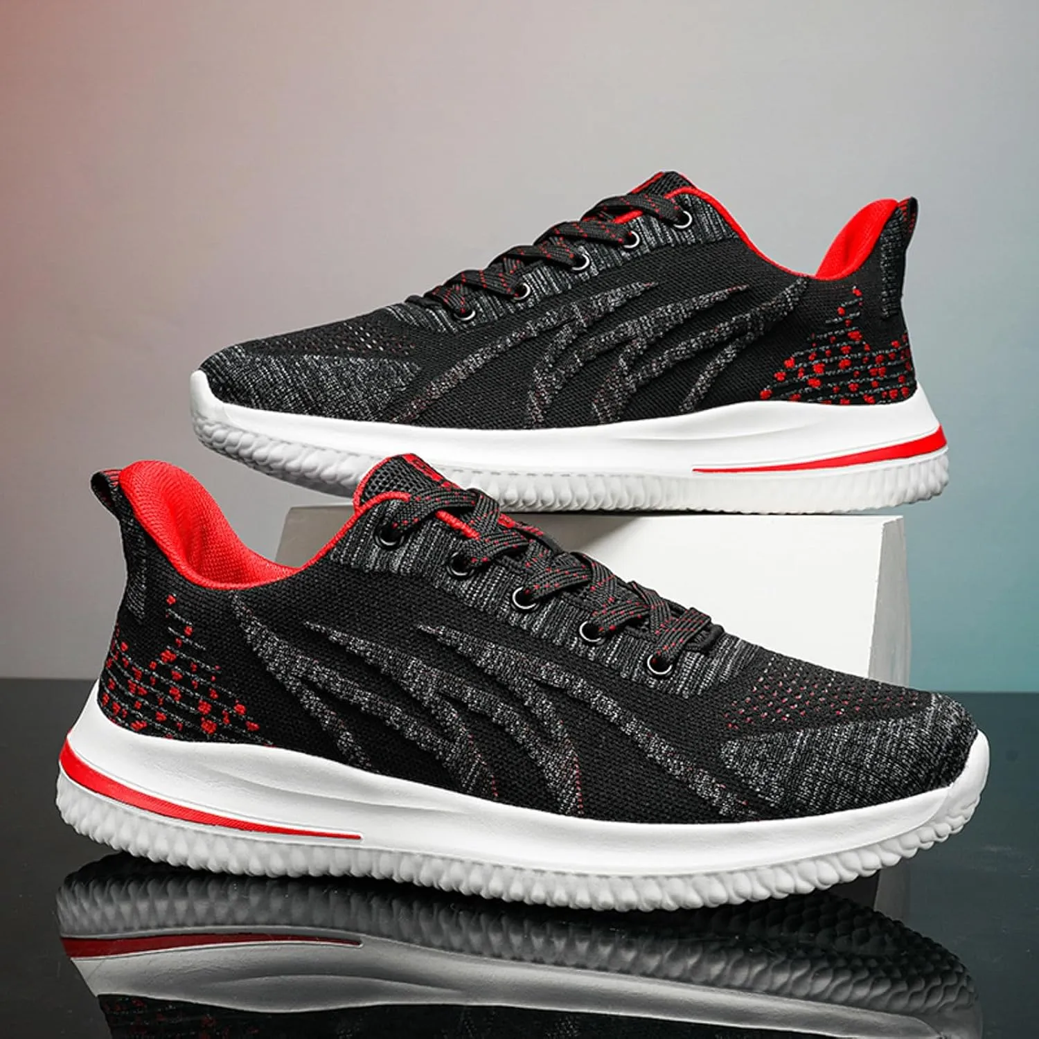 Men Sports Shoes Fashion New Pattern Mesh Breathable Lace Up Flat Bottom Comfortable Casual Shoes Mens Sneaker