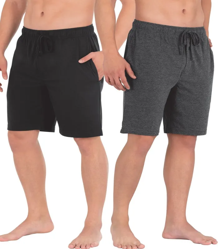 Men's 2 Pack Fruit of the Loom Breathable Mesh Knit Sleep Shorts