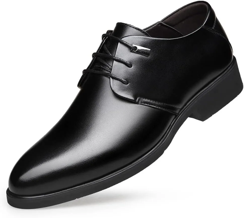 Men's All Season Business Dress Shoes Height Increasing Lace Up Formal Leather Shoes Large Size Comfortable Stylish Office Shoes(10.5)