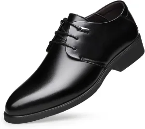 Men's All Season Business Dress Shoes Height Increasing Lace Up Formal Leather Shoes Large Size Comfortable Stylish Office Shoes(10.5)