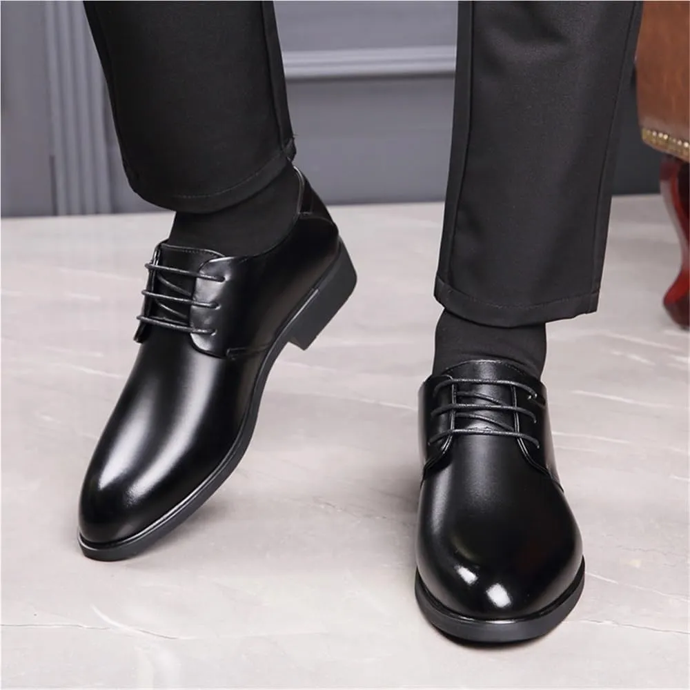 Men's All Season Business Dress Shoes Height Increasing Lace Up Formal Leather Shoes Large Size Comfortable Stylish Office Shoes(10)