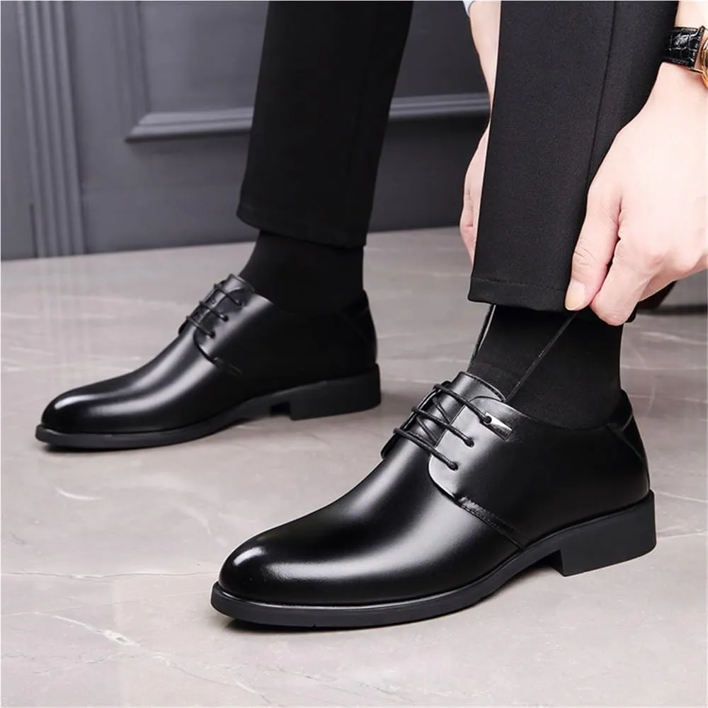 Men's All Season Business Dress Shoes Height Increasing Lace Up Formal Leather Shoes Large Size Comfortable Stylish Office Shoes(10)
