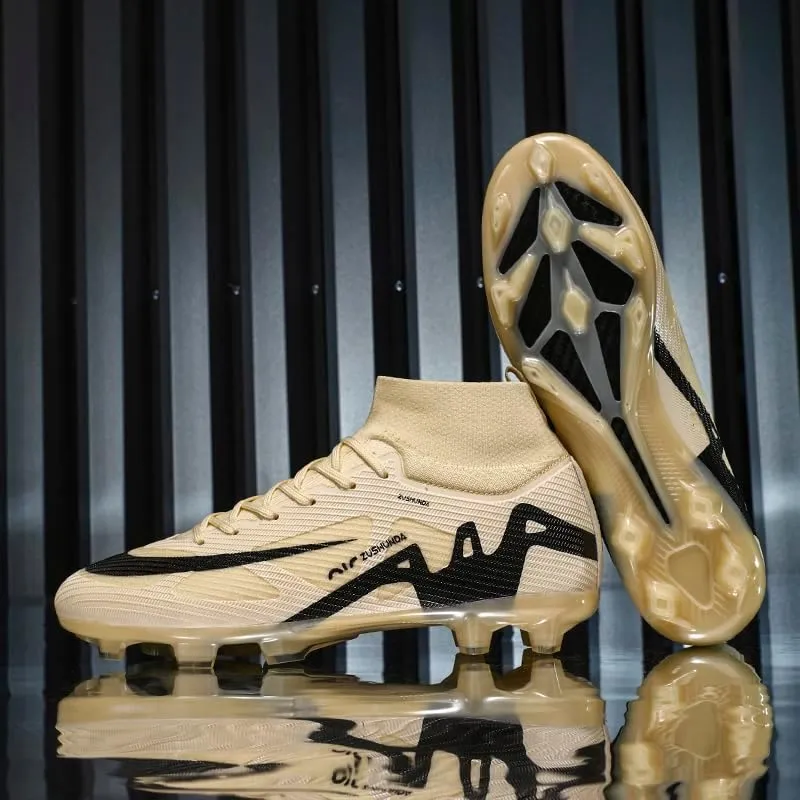 Men's & Women's High-Top Soccer Cleats, Yellow, All Seasons, Solid, Modern, Adult & Big Kid, Unisex, Athletic Shoes, Soccer Shoes