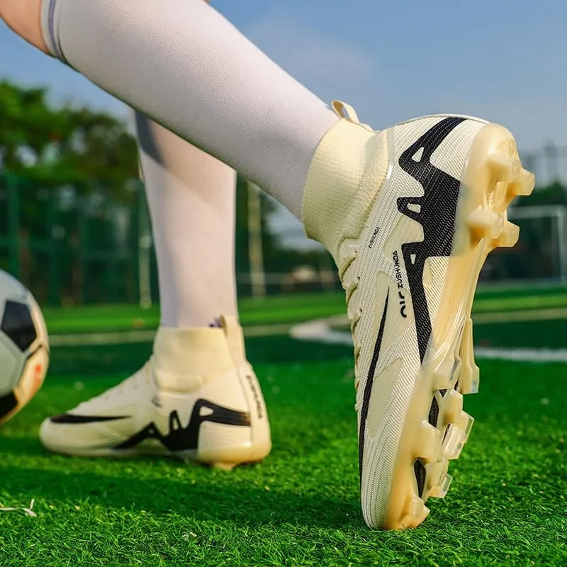Men's & Women's High-Top Soccer Cleats, Yellow, All Seasons, Solid, Modern, Adult & Big Kid, Unisex, Athletic Shoes, Soccer Shoes