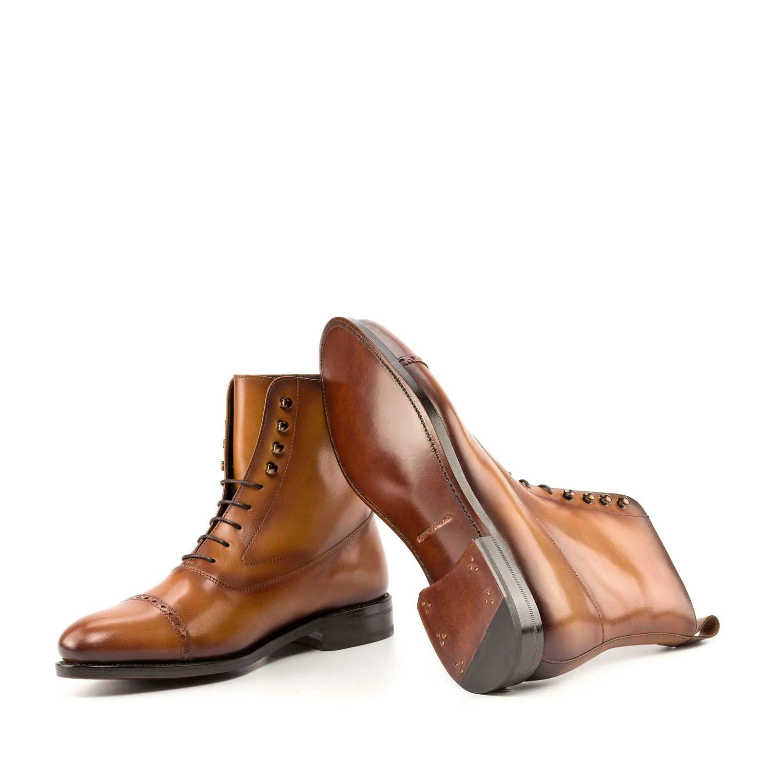 Men's Balmoral Leather Boots Goodyear Welt Wide Plus Size Brown 4995