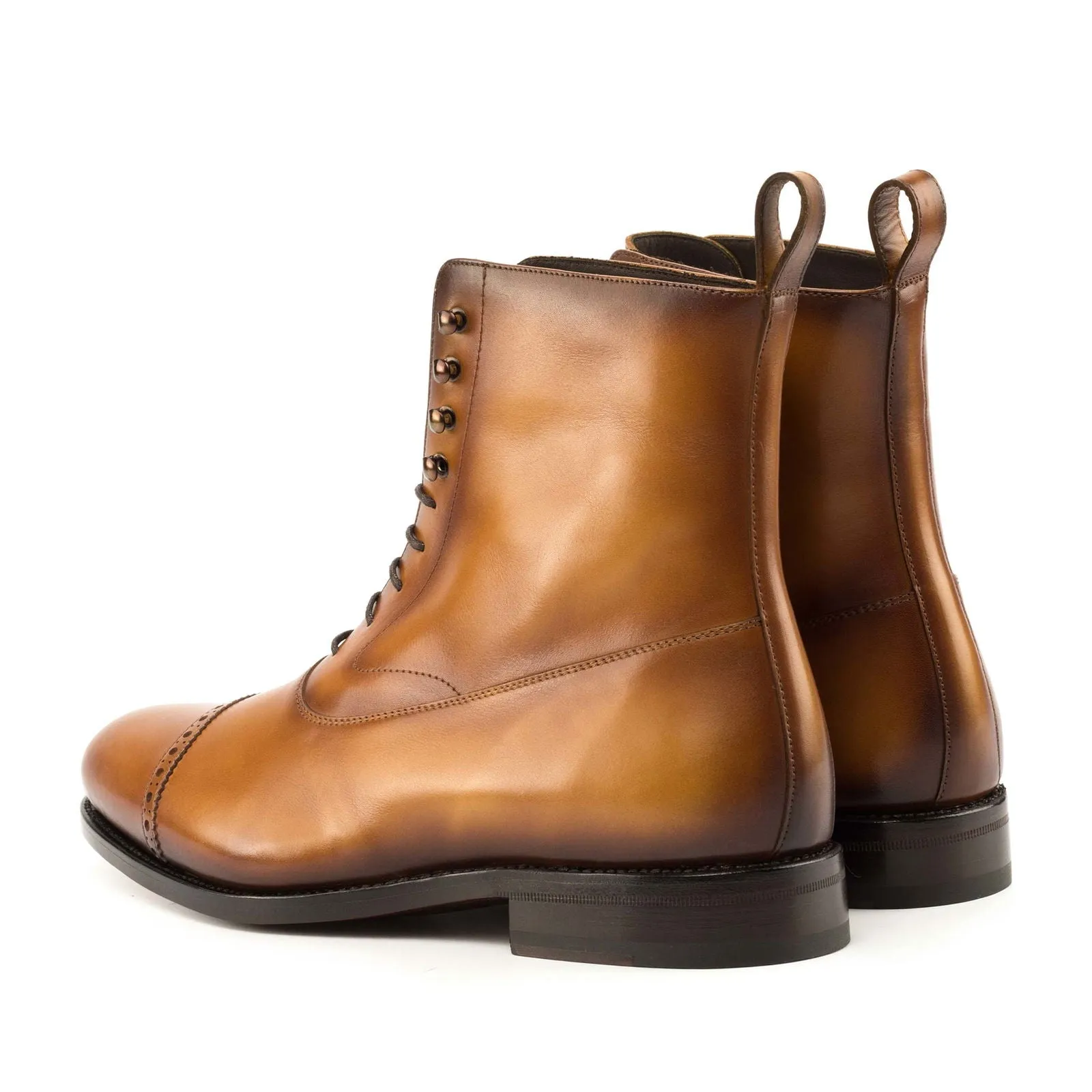 Men's Balmoral Leather Boots Goodyear Welt Wide Plus Size Brown 4995