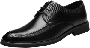 Men's Black Dress Shoes Casual Retro Fashion Formal Leather Shoes for Business, Work, or Parties, Patent Leather, Elegant Gentleman Carve Design, Comfortable &