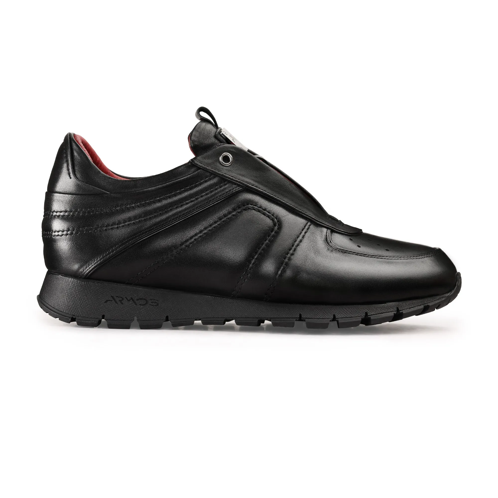 Men's Black Leather Perforated Sneaker
