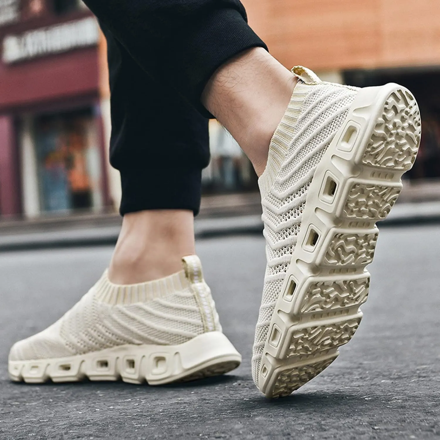 Men's Breathable Stretch Workout Shoes Supportive Running Athletic Sneaker Memory Foam Versatile Shoes for Men