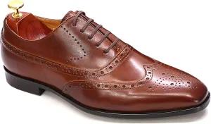 Mens Brogue Formal Dress Classic Oxfords Leather Lace-ups Work Uniform Wingtip Wedding Party Brogues Derbys,Brown-40