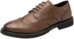 Men's Brogues Dress Shoes, Handmade Brogues Style Paty Leather Wedding Shoes Men Flats Leather Oxfords Formal Shoes Loafers Party Flats